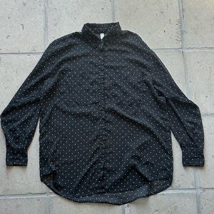 American Apparel Chiffon Button Up Shirt - Polka Dot